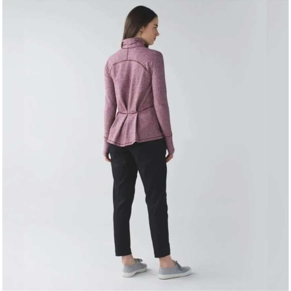 Lululemon Peplum Back Heathered Berry Pink Funnel Neck Thumbholes